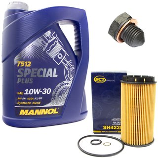 Motoröl Set Special Plus 10W-30 API SN 5 Liter + Ölfilter SH422P + Ölablassschraube 12281