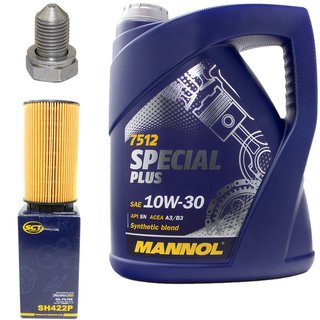 Motorl Set Special Plus 10W-30 API SN 5 Liter + lfilter SH422P + lablassschraube 48871