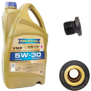Engineoil set VMP SAE 5W-30 5 liters + Oil Filter SH422P + Oildrainplug 48874