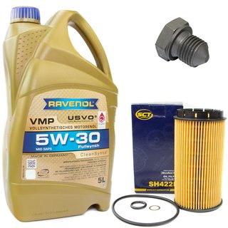 Engineoil set VMP SAE 5W-30 5 liters + Oil Filter SH422P + Oildrainplug 03272