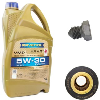 Engineoil set VMP SAE 5W-30 5 liters + Oil Filter SH422P + Oildrainplug 03272