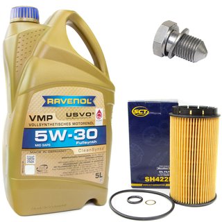 Engineoil set VMP SAE 5W-30 5 liters + Oil Filter SH422P + Oildrainplug 48871