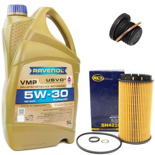 Engineoil set VMP SAE 5W-30 5 liters + Oil Filter SH422P + Oildrainplug 171173