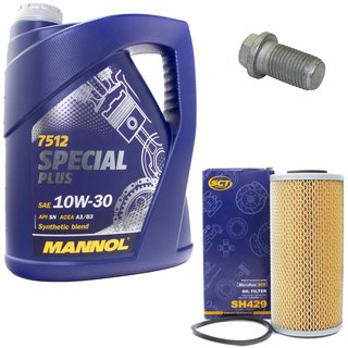 Engineoil set Special Plus 10W30 API SN 5 liters + Oil Filter SH429 + Oildrainplug 08277