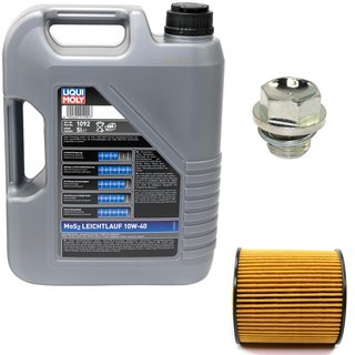 Motoröl Set MOS2 Leichtlauf 10W-40 5 Liter + Ölfilter SH443P + Ölablassschraube 30269