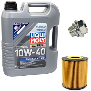 Motoröl Set MOS2 Leichtlauf 10W-40 5 Liter + Ölfilter SH443P + Ölablassschraube 30269