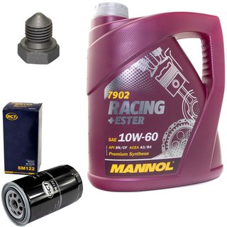 Engineoil set Racing+Ester 10W60 4 liters + Oil Filter SH422P + Oildrainplug 03272