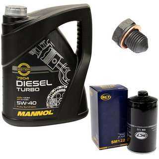 Motorl Set 5W40 Diesel Turbo 5 Liter + lfilter SM122 + lablassschraube 12281