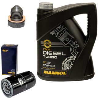Motorl Set 5W40 Diesel Turbo 5 Liter + lfilter SM122 + lablassschraube 12281