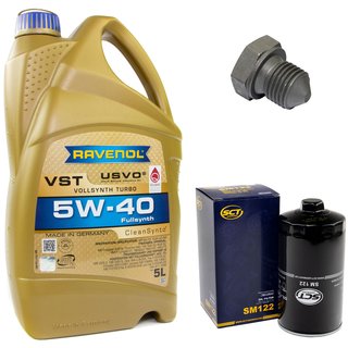 Engineoil set VollSynth Turbo VST SAE 5W-40 5 liters + Oil Filter SM122 + Oildrainplug 03272