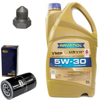 Engineoil set VMP SAE 5W-30 5 liters + Oil Filter SM122 + Oildrainplug 03272