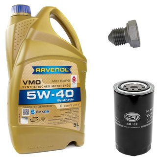 Engineoil set VMO SAE 5W-40 5 liters + Oil Filter SM122 + Oildrainplug 03272