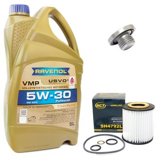 Engineoil set VMP SAE 5W-30 5 liters + Oil Filter SH4792L + Oildrainplug 04572