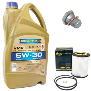 Engineoil set VMP SAE 5W-30 5 liters + Oil Filter SH426L + Oildrainplug 100551