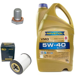 Motorl Set VMO SAE 5W-40 5 Liter + lfilter SH426L + lablassschraube 100551