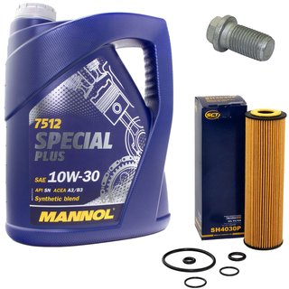 Motorl Set Special Plus 10W-30 API SN 5 Liter + lfilter SH4030P + lablassschraube 08277