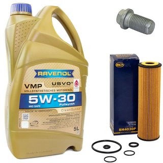 Engineoil set VMP SAE 5W-30 5 liters + Oil Filter SH4030P + Oildrainplug 08277