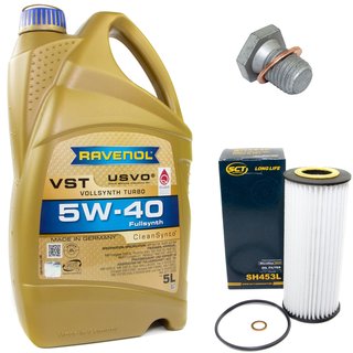 Engineoil set VollSynth Turbo VST SAE 5W-40 5 liters + Oil Filter SH453L + Oildrainplug 100551