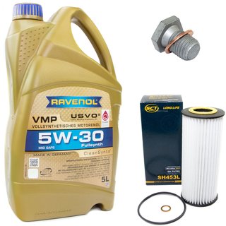 Engineoil set VMP SAE 5W-30 5 liters + Oil Filter SH453L + Oildrainplug 100551