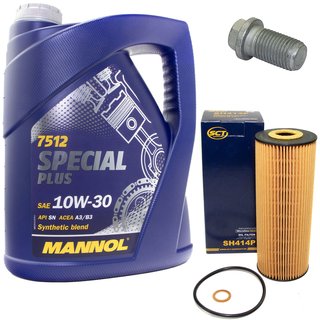 Engineoil set Special Plus 10W30 API SN 5 liters + Oil Filter SH414P + Oildrainplug 08277