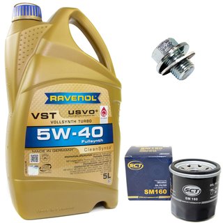 Engineoil set VollSynth Turbo VST SAE 5W-40 5 liters + Oil Filter SM160 + Oildrainplug 30264