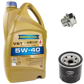Engineoil set VollSynth Turbo VST SAE 5W-40 5 liters + Oil Filter SM160 + Oildrainplug 30269