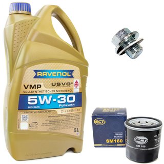 Engineoil set VMP SAE 5W-30 5 liters + Oil Filter SM160 + Oildrainplug 30264