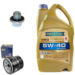 Motorl Set VMO SAE 5W-40 5 Liter + lfilter SM160 + lablassschraube 30264