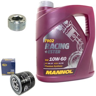 Motorl Set Racing+Ester 10W-60 4 Liter + lfilter SM102 + lablassschraube 38179