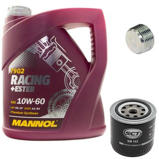 Engineoil set Racing+Ester 10W60 4 liters + Oil Filter SM102 + Oildrainplug 38179