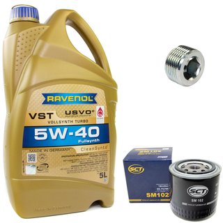 Engineoil set VollSynth Turbo VST SAE 5W-40 5 liters + Oil Filter SM102 + Oildrainplug 38179
