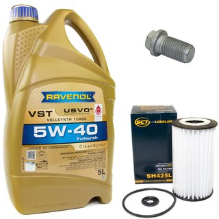 Motorl Set VollSynth Turbo VST SAE 5W-40 5 Liter + lfilter SH425L + lablassschraube 08277