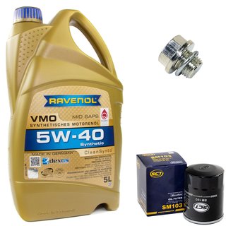 Motorl Set VMO SAE 5W-40 5 Liter + lfilter SM103 + lablassschraube 30269