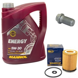 Engine Oil Set 5W-30 5 liters + oil filter SCT SH4093P + Oildrainplug 08277