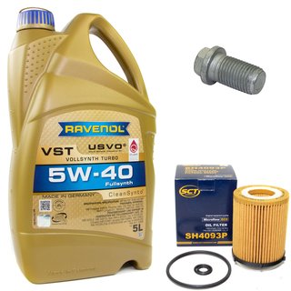 Engineoil set VollSynth Turbo VST SAE 5W-40 5 liters + Oil Filter SH4093P + Oildrainplug 08277