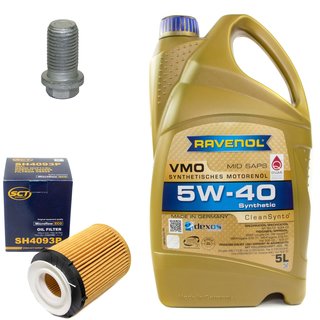 Motorl Set VMO SAE 5W-40 5 Liter + lfilter SH4093P + lablassschraube 08277