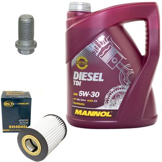 Engine Oil Set 5W-30 5 liters + oil filter SCT SH4045L + Oildrainplug 08277