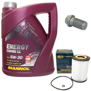 Engine Oil Set 5W-30 5 liters + oil filter SCT SH4045L + Oildrainplug 08277