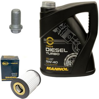 Motorl Set 5W40 Diesel Turbo 5 Liter + lfilter SH4045L + lablassschraube 08277