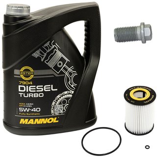Motorl Set 5W40 Diesel Turbo 5 Liter + lfilter SH4045L + lablassschraube 08277