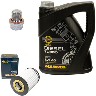 Engine oil set 5W40 Diesel Turbo 5 liters + oil filter SH4045L + Oildrainplug 12341