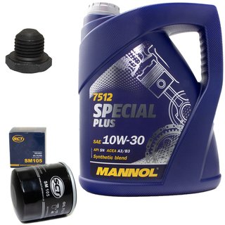 Motorl Set Special Plus 10W-30 API SN 5 Liter + lfilter SM105 + lablassschraube 48877