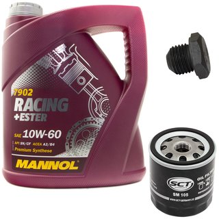 Engineoil set Racing+Ester 10W60 4 liters + Oil Filter SM105 + Oildrainplug 48877