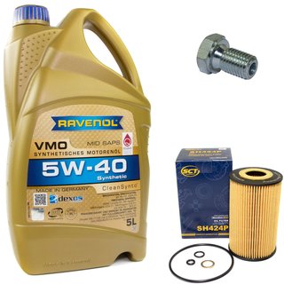 Motorl Set VMO SAE 5W-40 5 Liter + lfilter SH424P + lablassschraube 48893