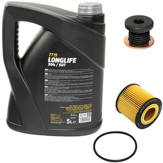 Engineoil set Longlife 5W30 API SN 5 liters + Oil Filter SH4790P + Oildrainplug 171173