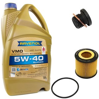 Engineoil set VMO SAE 5W-40 5 liters + Oil Filter SH4790P + Oildrainplug 171173
