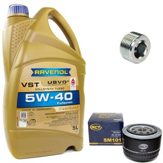 Engineoil set VollSynth Turbo VST SAE 5W-40 5 liters + Oil Filter SM101 + Oildrainplug 38179
