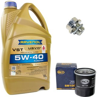 Engineoil set VollSynth Turbo VST SAE 5W-40 5 liters + Oil Filter SM106 + Oildrainplug 30269