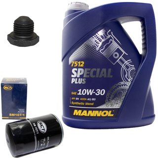 Engineoil set Special Plus 10W30 API SN 5 liters + Oil Filter SM107/1 + Oildrainplug 48877