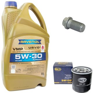 Engineoil set VMP SAE 5W-30 5 liters + Oil Filter SM109 + Oildrainplug 08277